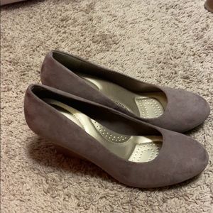 Suede gray wedges